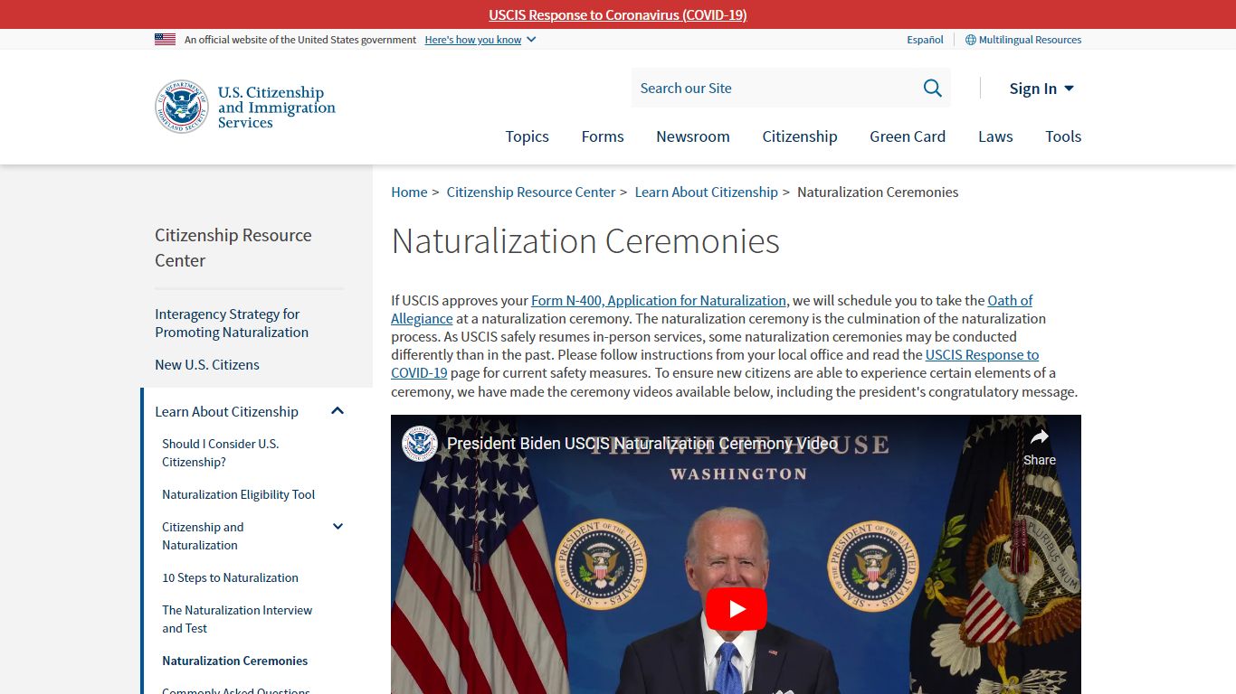 Naturalization Ceremonies | USCIS